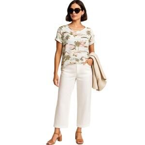 Lauren Conrad Floral‎ Island Print Blouse Hawaii Scene Top Size Small